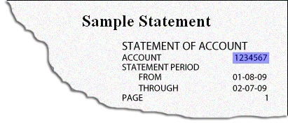 Image of statement showing the account number in the top-right corner